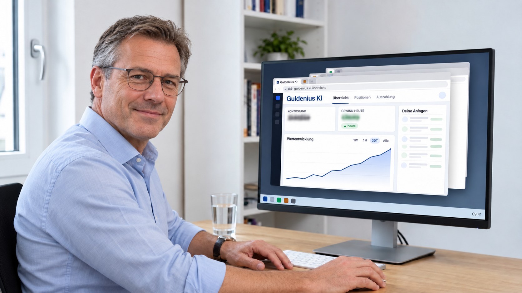 Testnutzer Thomas K. an seinem Arbeitsplatz